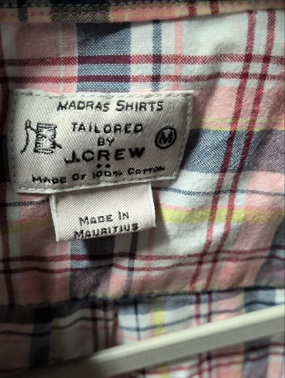 Pink Plaid Button-Down Shirt - Men's m j Crew 100 percent cotton